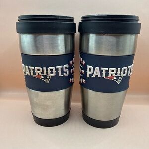 2 NFL New England Patriots Stainless Steel Travel Coffee Cup Tumblers NO LIDS